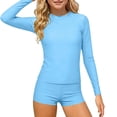 thumbnail image 1 of Umfun Children's 2 Piece Long Sleeve Solid Color Rash Guard Swimsuit Age 3-14 Years, 1 of 8