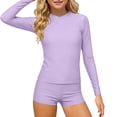 thumbnail image 1 of Umfun Children's 2 Piece Long Sleeve Solid Color Rash Guard Swimsuit Age 3-14 Years, 1 of 8
