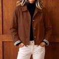 thumbnail image 1 of Umfun Cropped Jackets for Women Collared Button Down Casual Fall Winter Lightweight Coats for Women with Contrast Cuff Detail for Work Office and Daily Wear Activities, 1 of 9