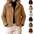 thumbnail image 1 of Umfun Cropped Jackets for Women Collared Button Down Casual Fall Winter Lightweight Coats for Women with Contrast Cuff Detail for Work Office and Daily Wear Activities, 1 of 9