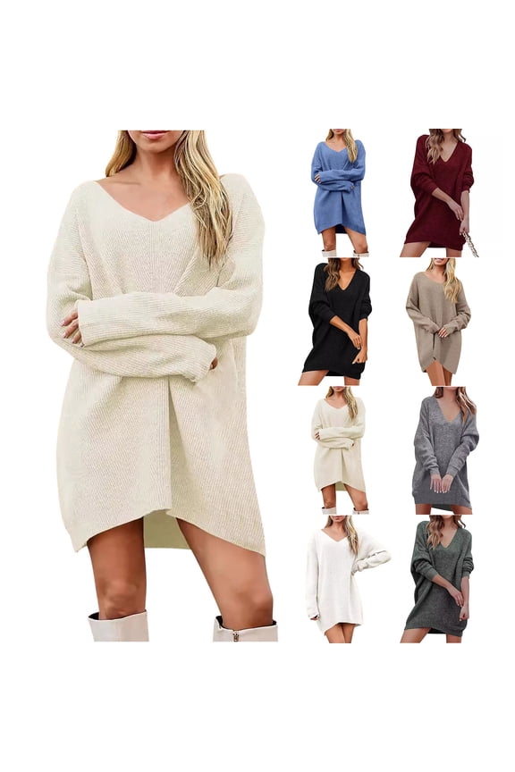 Effortlessly Chic Oversized V-Neck Tunic Knit Sweater for Women with Asymmetrical Side Slits and Soft Ribbed Cuffs - The Ultimate Cozy Layer for Weekend Getaways and Vacation Travel