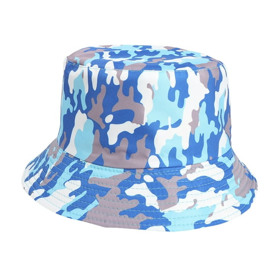 Umfun Everyday Cotton Style Camouflage Bucket Hat for Women Men Unisex Trendy Lightweight Outdoor Hot Fun Summer Beach Vacation Getaway Headwear Sky Blue Free Size