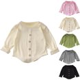 thumbnail image 1 of Umfun Girls Button Down Cardigan Top Crewneck Ribbed Knit Long Sleeve Casual Pullover Blouse Soft Comfy Cozy School Daily Wear Outfit for Kids Autumn, 1 of 8