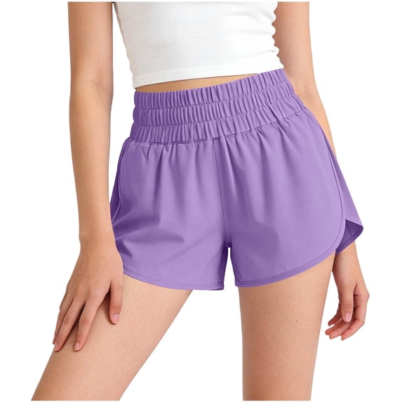 Umfun Girls Shorts High Waist Dolphin Runnings with Smocked Elastic Waistband - Sporty Athletics Shorts for Casual Daily Wear & Active Play