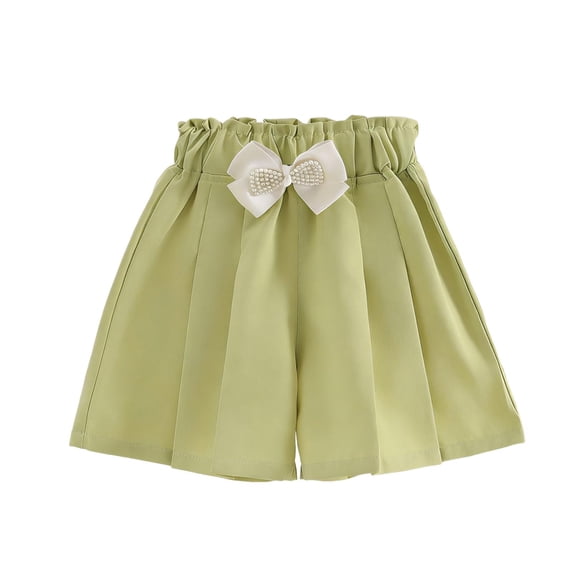 Umfun Girls Shorts Pleated Schools with Bow Detail - Cute High Waist Pull-On Skort for Spring Summer Uniform & Casual Daily Wear