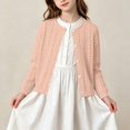 thumbnail image 1 of Umfun Girls Pointelle Knit Cardigan Button Down Crew Neck Sweater Jacket for School and Daily Wear, 1 of 8
