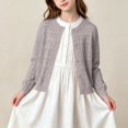 thumbnail image 1 of Umfun Girls Pointelle Knit Cardigan Button Down Crew Neck Sweater Jacket for School and Daily Wear, 1 of 8