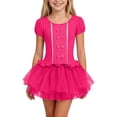 thumbnail image 1 of Umfun Girls Short Sleeve Bow Tulle Tutu Dress Ruched A-Line Party Performance Dress, 1 of 9