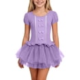 thumbnail image 1 of Umfun Girls Short Sleeve Bow Tulle Tutu Dress Ruched A-Line Party Performance Dress, 1 of 9
