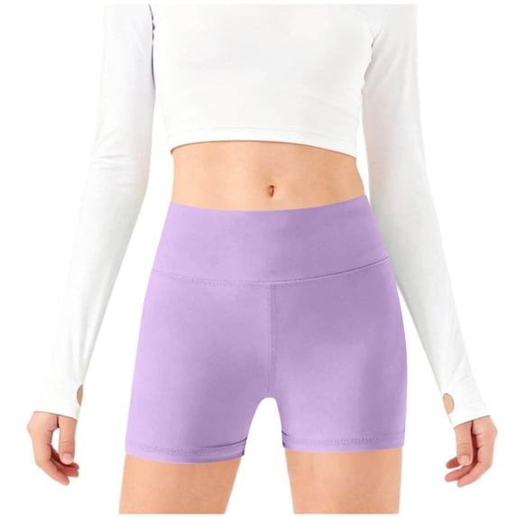 Umfun Girls's High Waist Biker Shorts Elastic Waist Stretch Tight Workout Shorts