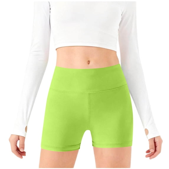 Umfun Girls's High Waist Biker Shorts Elastic Waist Stretch Tight Workout Shorts