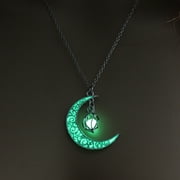 Umfun Hollow Spiral Moon Luminous Pendant Whirlwind Luminous Bead Necklace Multicolor