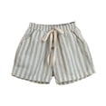 thumbnail image 1 of Umfun Kids' Elastic Waist Striped Shorts Drawstring Casual Shorts with Button Detail, 1 of 7