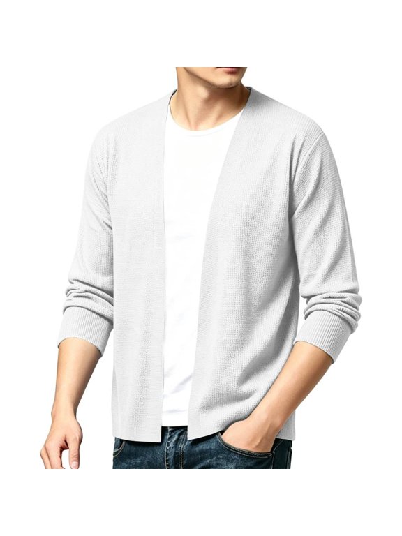 Knit Cardigan Sweaters for Men Open Front Casual Lightweight Relaxed Fit Coats for Men Fall Winter Cozy Outerwear with Side Pockets for Vacation Getaways and Casual Daily Wear