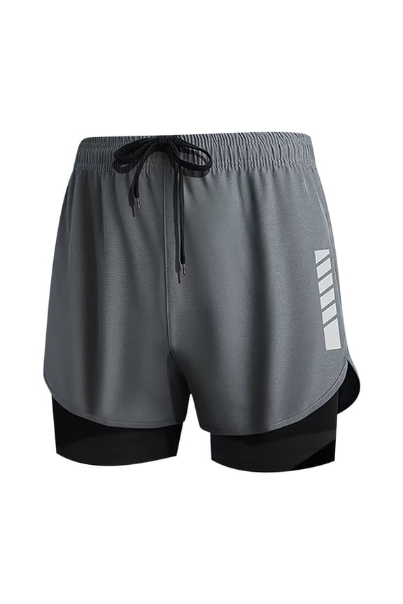 Men 2 In 1 Compression Running Shorts Double Layer Quick Dry Anti Chafe Gym Training Workout Athletic Sport Shorts With Liner