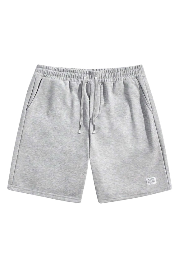 Men Basic Solid Casual Sweat Shorts Elastic Waist Knee Length Soft Breathable Daily Walking Home Lounge Casual All Season Short Pants