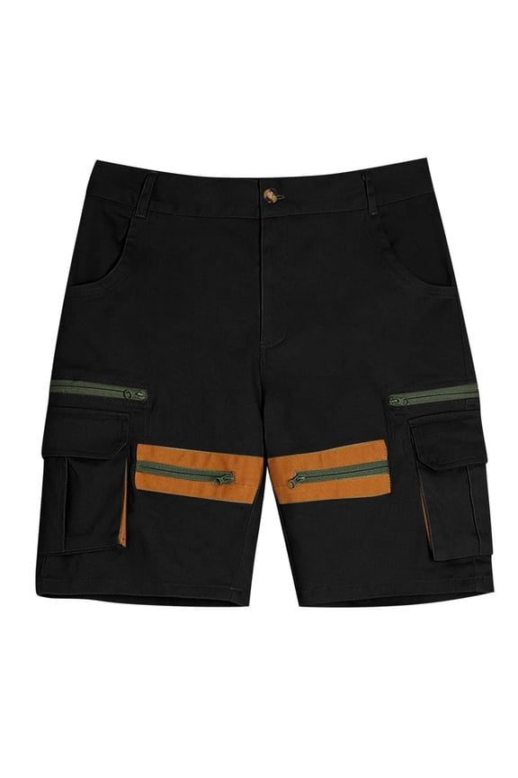 Men Cargo Shorts Multi Zipper Pocket Rugged Outdoor Hiking Camping Travel Adventure Casual Utility Shorts