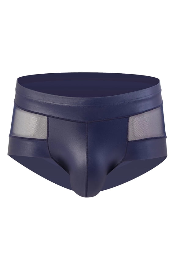 Men Mesh Panel Bikini Briefs Smooth Stretchy Underwear with Sheer Side Panels for Intimate and Nighttime Wear