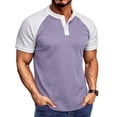 thumbnail image 1 of Umfun Men Short Sleeve Raglan Waffle Henley Shirt Color Block Two Tone with Three Button Placket Soft Breathable for Casual Daily Streetwear, 1 of 8