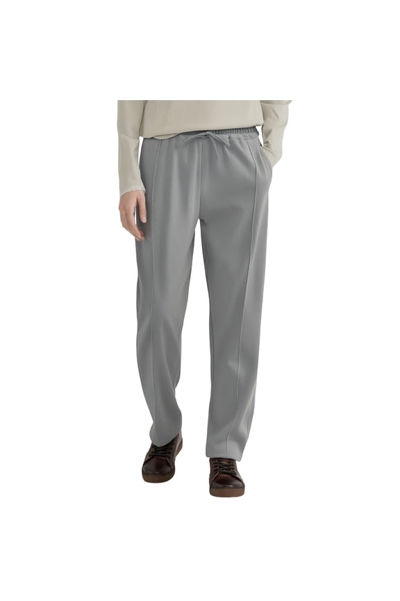 Men Solid Straight Full Length Dress Pants Slim Elegant Casual Business Trousers with Soft Wrinkle Free Fabric for Office Work Business Meeting and Semi formal Occasions