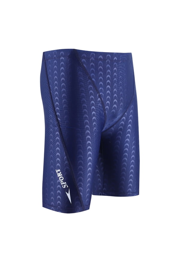 Men's Athletic Knee Length Swim Jammers Quick Dry Sun Protection Compression Elastic Tight Fit Swim Shorts for Professional Training Beach Sports Wear