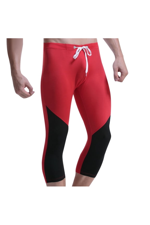 Men's Color Block Knee Length Swim Jammers Athletic Compression Swim Leggings for Lap Swimming Training Diving and Fitness Water Sports