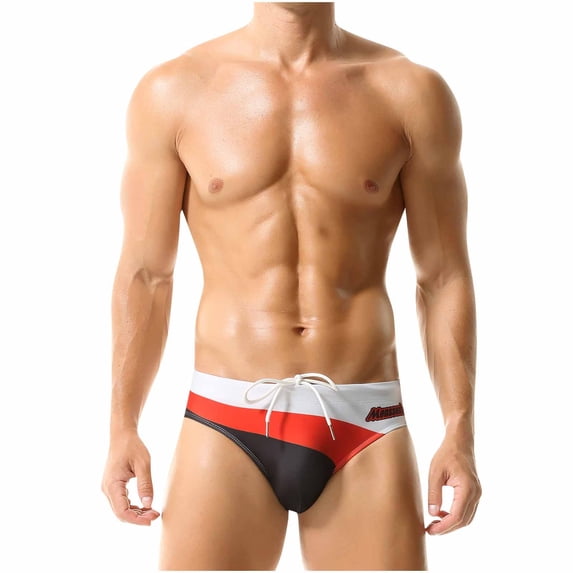 Umfun Men's Dot Print Swim Briefs Solid Base Elasticband Swim Bikinis for Adult Men Beach Swimming Competition And Summer Daily Wear