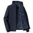 thumbnail image 1 of Umfun Men's Jacket Fashion Loose Plush Thick Stand Collar Coat Long Sleeve Zipper Pocket Solid Coat Light Blue XL, 1 of 5