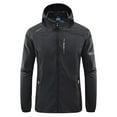 thumbnail image 1 of Umfun Men's Jacket New Waterproof Hoodie Plus Solid Cotton Thick Zipper Cardigan with Two Pockets Black XL, 1 of 3