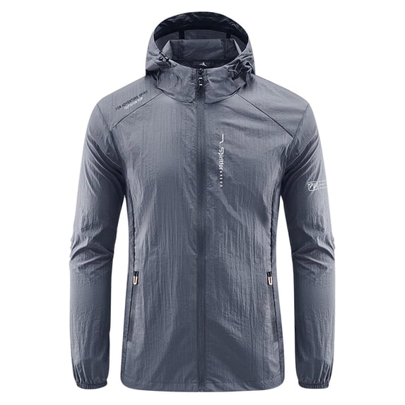 Umfun Men's Jacket New Waterproof Hoodie Plus Solid Cotton Thick Zipper Cardigan with Two Pockets Dark Gray XL