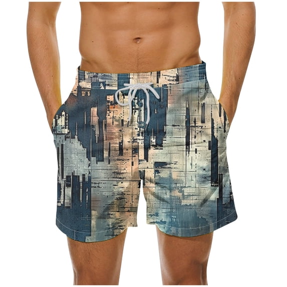 Umfun Men's Patchwork Plaid Board Shorts Quick Dry Elasticband Casual Swim Trunks with Pockets For Beach Surfing Summer Vacation and Resort Casual Wear