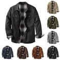 thumbnail image 1 of Umfun Men's Snap Button Shacket Jacket Casual Plaid Lined Collared Outwear with Chest Flap Pockets Mid-Weight Autumn Winter Shirt Coat for Daily Wear, 1 of 8