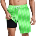 thumbnail image 1 of Umfun Men's Vertical Stripe Board Shorts Elastic Waist Premium Compression Inner Swim Trunks for Swimming Training and Water Sports, 1 of 5