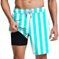 thumbnail image 1 of Umfun Men's Vertical Stripe Board Shorts Elastic Waist Premium Compression Inner Swim Trunks for Swimming Training and Water Sports, 1 of 6
