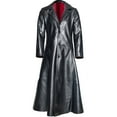 thumbnail image 1 of Umfun Mens Leather Jacket Trench Coat Fashion Solid Casual Real Leather Duster Overcoat Black S, 1 of 4