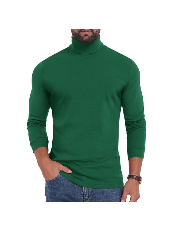 Mens Turtleneck Long Sleeve Shirt Slim Fit Basic Layering Top - Casual Pullover Tunic for Daily Wear and Work