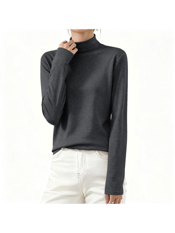 Women's Mock Neck Top Long Sleeve Casual Slim Fit Shirt - Basic Pullover for Daily Wear and Work Top Women's Casual