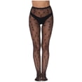 thumbnail image 1 of Umfun Patterned Tights for Women Black Fishnet Stockings Lace Design Pantyhose Thigh High Stockings Lace Tights Silky Semi Sheer Stocking Black One Size, 1 of 5
