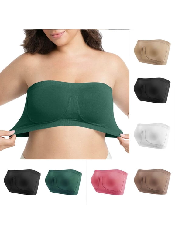Plus Size Women's Bandeau Bra Wireless Bra Strapless Seamless Padded Tube Top for Party and Casual Daily Wear 30BC