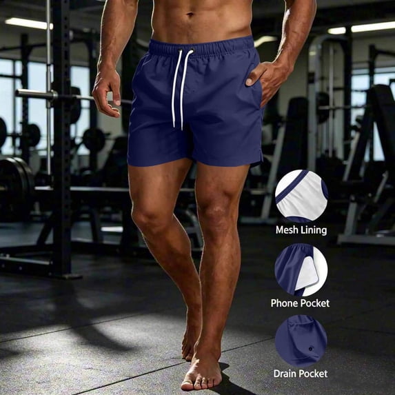 Umfun Quick Dry Drawstring Elastic Waist Beach Shorts for Men Casual Vacation Trousers - Lightweight Swim Trunks for Summer Daily Wear.