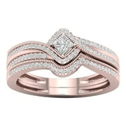 UMFUN Rhinestone Rings Set For Women 2PCS Stackable Ring Bands Engagement Wedding Pink C 9