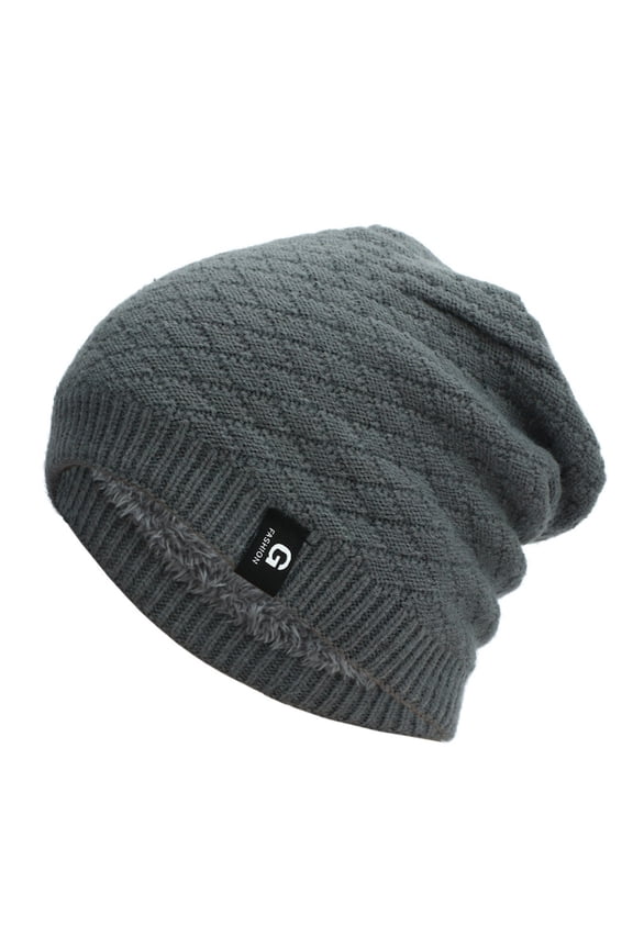 Slouchy Beanie for Men Winter Hats for Guys Cool Beanies Mens Lined Knit Soft Warm Thick Skully Stocking Binie Hat Outdoor Hat Gray One Size