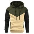 thumbnail image 1 of Umfun Sweatshirts for Men Fashion Block Color Long Sleeved Drawstring Pullover Lightweight Hoodie Casual Hooded Sweatshirts with Pocket Army Green M, 1 of 3