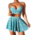 thumbnail image 1 of Umfun Sweet & Feminine Three-Piece Skirted Swimsuit - High Waist Pleated Skirt with Built-in Shorts & Bralette Top for a Cute Look, 1 of 9