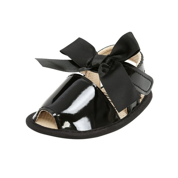 Umfun Toddler Shoes Baby Girls Cute Fashion Cotton Sequins Bow Non Slip Soft Bottom Sandals Black 0-6 Months