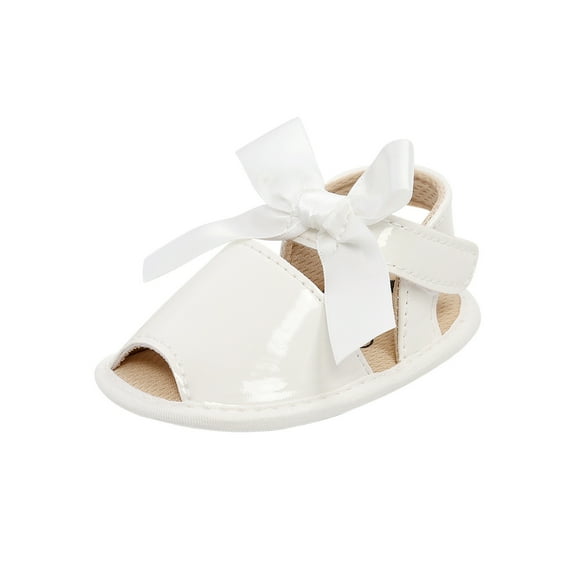 Umfun Toddler Shoes Baby Girls Cute Fashion Cotton Sequins Bow Non Slip Soft Bottom Sandals White 0-6 Months
