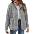 thumbnail image 1 of Umfun Winter Jackets for Women Solid Stand Collar Plush Button Jacket Long Sleeve Soft Chunky Knit Sweater with Zipper Pockets Gray L, 1 of 4