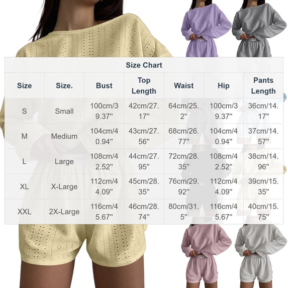 Umfun Women Casual Waffle Long Sleeve Top and Shorts Cozy Soft All Match Daily Indoor Relax Loungewear Pajama Set