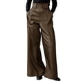 thumbnail image 1 of Umfun Women High Waist Faux Leather Wide Leg Pants Stylish Trousers with Buckle Waistband and Front Pleats Structured & Edgy for Casual Wear, 1 of 7