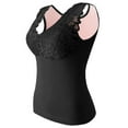 thumbnail image 1 of Umfun Women Thermal Tank Tops Casual Trendy Scoop Neck Fleece Camisole Sleeveless Lace Underwear Solid Printing Warm Ribbed Base Layer Underwear Top Black XL, 1 of 2